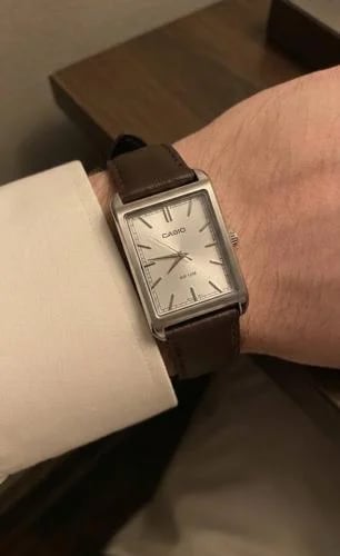 ساعة كاسيو تانك جلد بني MTP-B215L