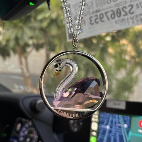 Duck car pendant from Swarovski - transparent pink