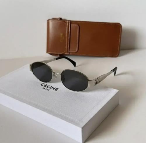 نظارة سيلين Celine شمسية بإطار فضي وعدسات سوداء