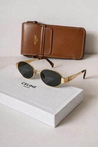 نظارة سيلين Celine شمسية بإطار ذهبي وعدسات زيتي