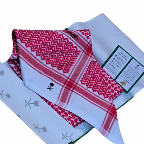 طقم هدايا رجالي فاخر | قلم وكبك مع شماغ أحمر ملكي