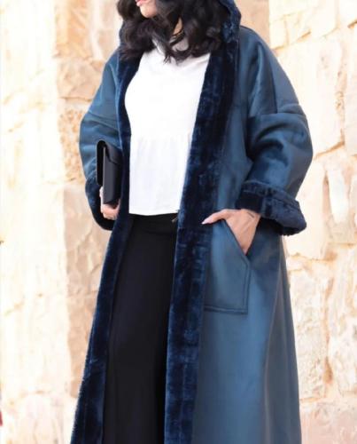 فروه نسائيه مخمل فاخره - لون كحلي