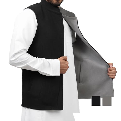 سديري رجالي دبل فيس - اسود مع رصاصي