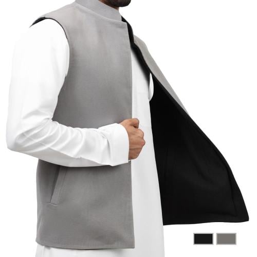 سديري رجالي دبل فيس - اسود مع رصاصي