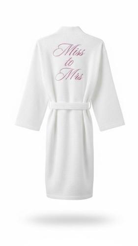Cotton White Bath Robe With Embroidery
