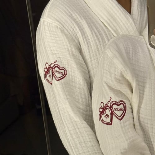Cotton White Robe With Embroidery