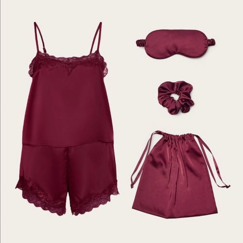 Burgundy Satin Night wear and Gift Bag