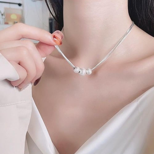 سلسال 3 كرات من عظمة الثعبان فضه 925s