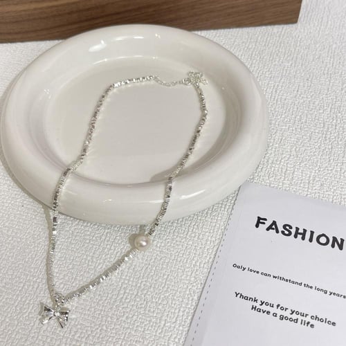 سلسال الفيونكة وحبة اللؤلؤ فضه 925s