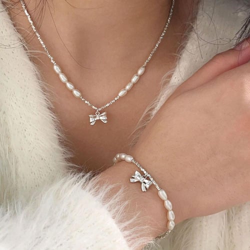 سلسال الفيونكة باللؤلؤ فضه 925s