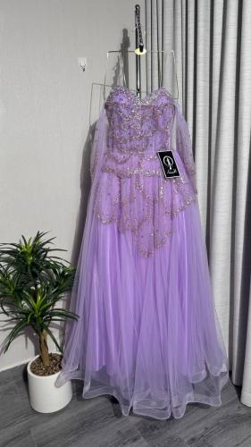 فستان موف مطرز