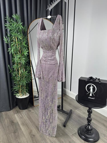 فستان موف مطرز