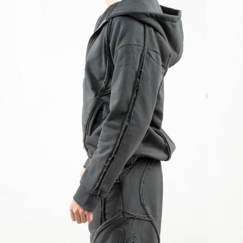 STONE GREY ZIPPER HOODIE