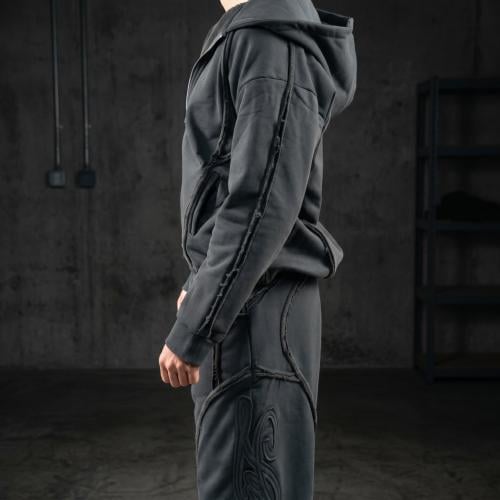 STONE GREY ZIPPER HOODIE