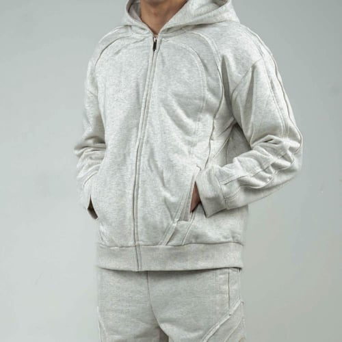 SAND GREY ZIPPER HOODIE