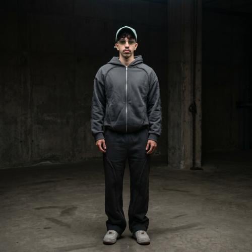 STONE GREY ZIPPER HOODIE