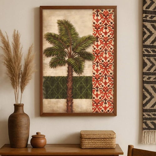 لوحة قماشية بتصميم الفن النجدي مع برواز مجوف