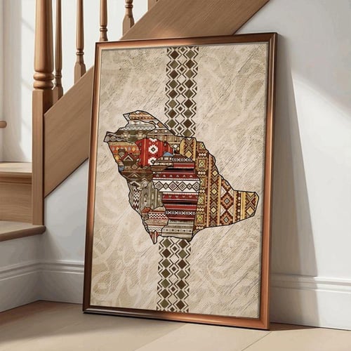 لوحة قماشية بتصميم الفن النجدي مع برواز مجوف