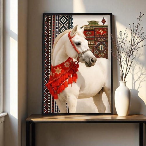 لوحة قماشية بتصميم الفن النجدي مع برواز مجوف