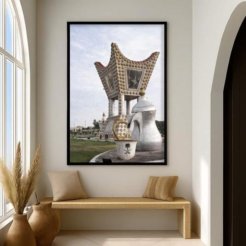 لوحة قماشية بتصميم الفن التراثي مع برواز مجوف