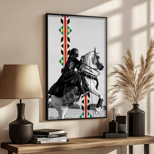 لوحة قماشية بتصميم الفن النجدي مع برواز مجوف