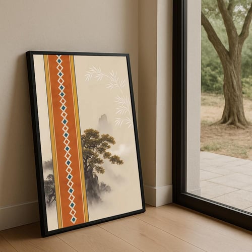 لوحة قماشية بتصميم الفن النجدي مع برواز مجوف