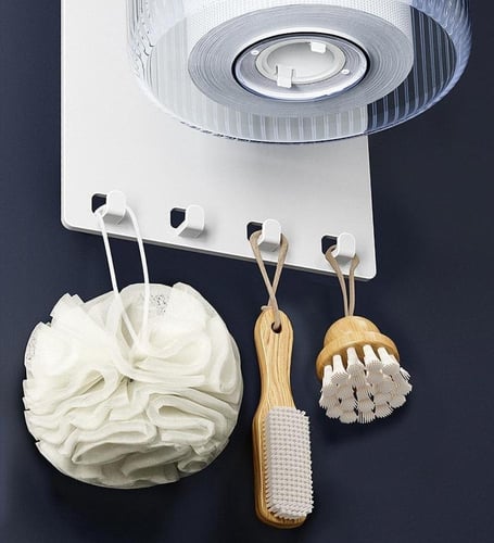 حامل مناديل للحمام مع رف ودولاب وتعليقة