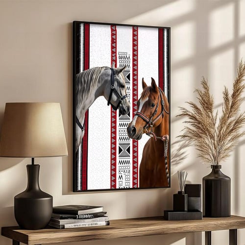 لوحة قماشية بتصميم الفن النجدي مع برواز مجوف