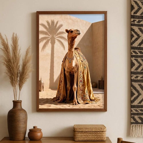 لوحة قماشية بتصميم الفن التراثي مع برواز مجوف