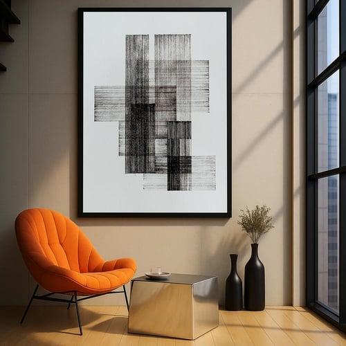 لوحة قماشية مودرن - بتصميم تجريدي - مع برواز مجوف