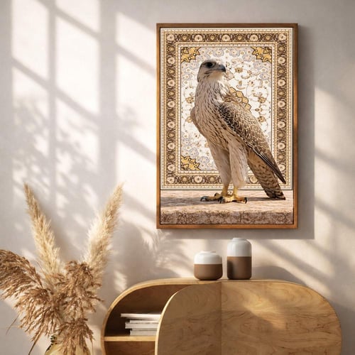 لوحة قماشية بتصميم الفن التراثي مع برواز مجوف