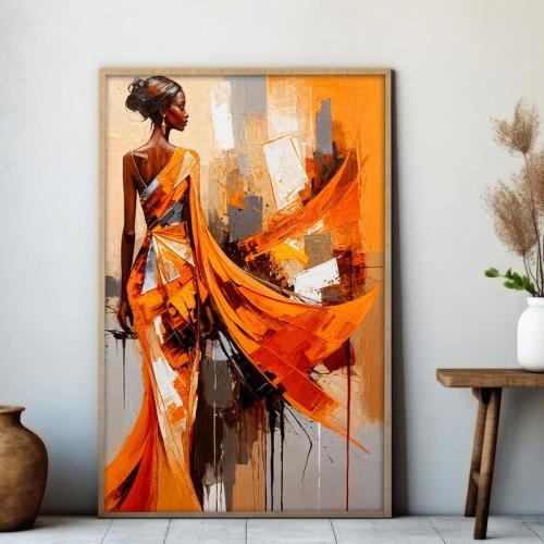 لوحة قماشية بتصميم امرأة مع برواز مجوف