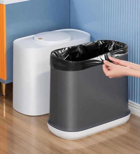 سلة مهملات أنيقة بفتحة صغيرة مع خاصية تمدد الكيس ا...