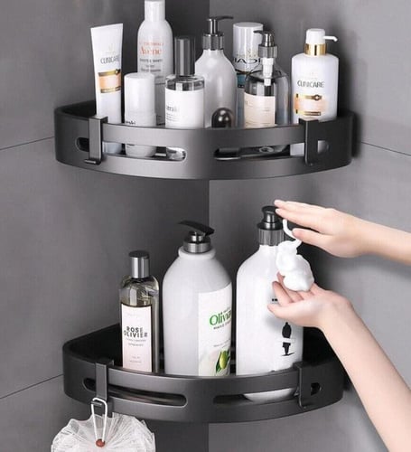 منظم حمام بشكل زاوية (تعليق بدون ثقوب)