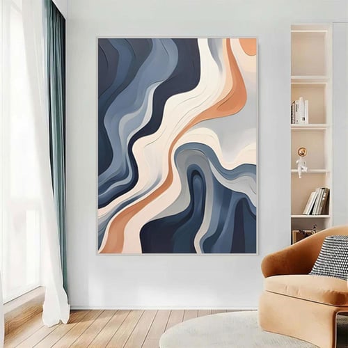 لوحة قماشية بتصميم تجريدي مع برواز مجوف