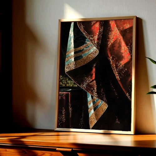 لوحة قماشية بتصميم الفن التراثي مع برواز مجوف