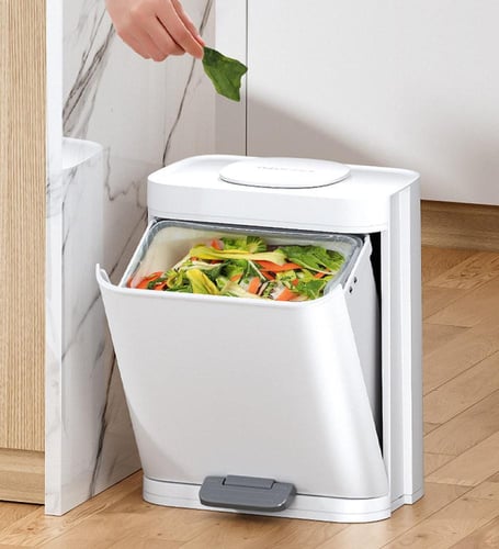 سلة مهملات بتصميم عصري تفتح بطريقتين سعة 12 لتر