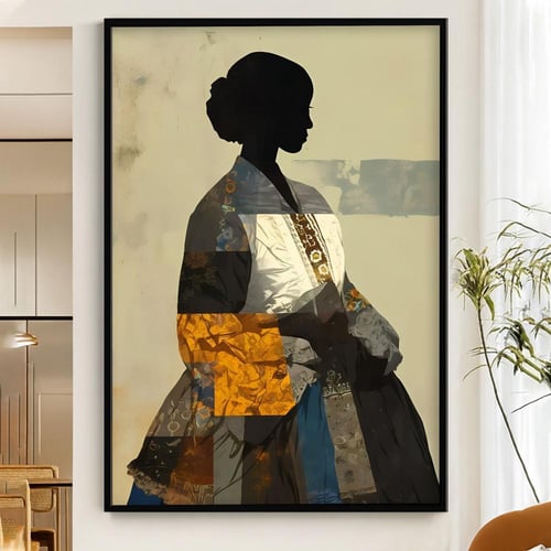 لوحة قماشية بتصميم الفن التجريدي مع برواز مجوف