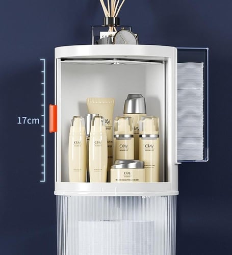 حامل مناديل للحمام مع رف ودولاب وتعليقة