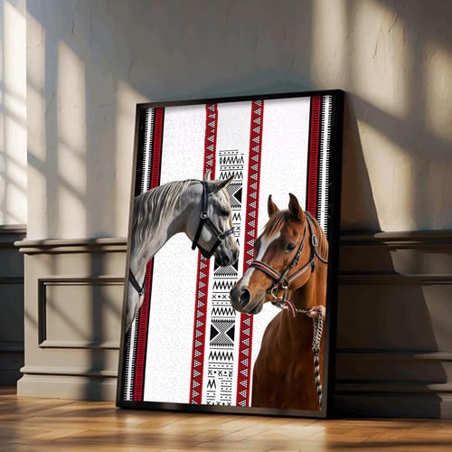 لوحة قماشية بتصميم الفن النجدي مع برواز مجوف