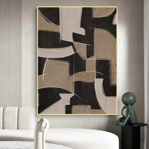 لوحة قماشية بتصميم الفن الهندسي مع برواز مجوف