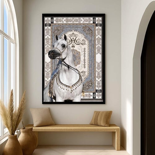 لوحة قماشية بتصميم الفن النجدي مع برواز مجوف