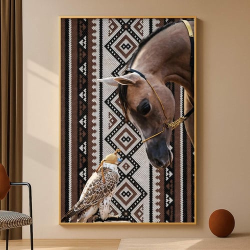 لوحة قماشية بتصميم الفن النجدي مع برواز مجوف