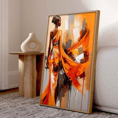 لوحة قماشية بتصميم امرأة مع برواز مجوف