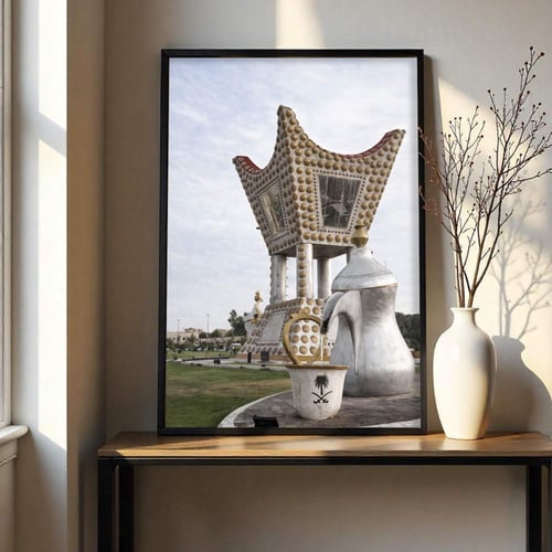 لوحة قماشية بتصميم الفن التراثي مع برواز مجوف