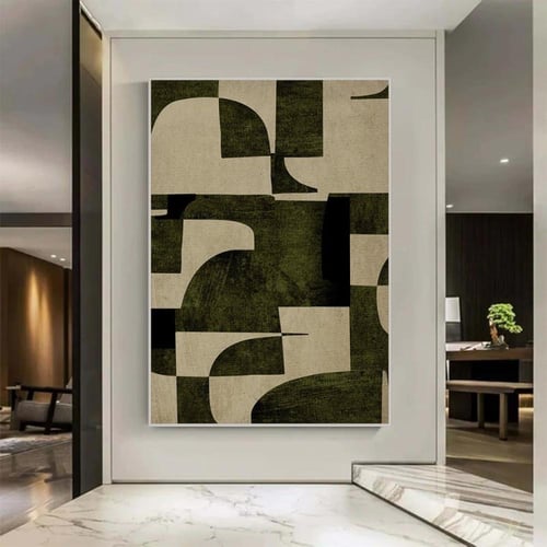 لوحة قماشية بتصميم الفن الهندسي مع برواز مجوف