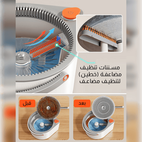 ممسحة ذكية بتقنية فصل الماء النظيف عن المتسخ الاصد...