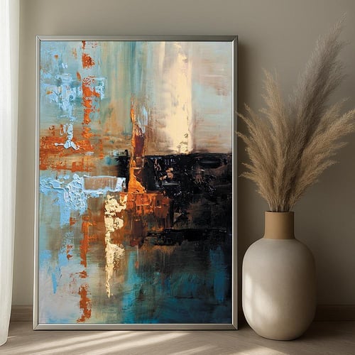 لوحة قماشية تجريدية مودرن - مع برواز مجوف