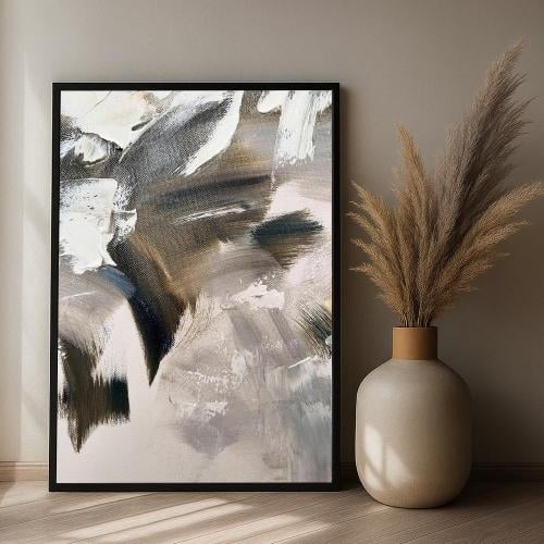 لوحة قماشية بتصميم الفن التجريدي مع برواز مجوف