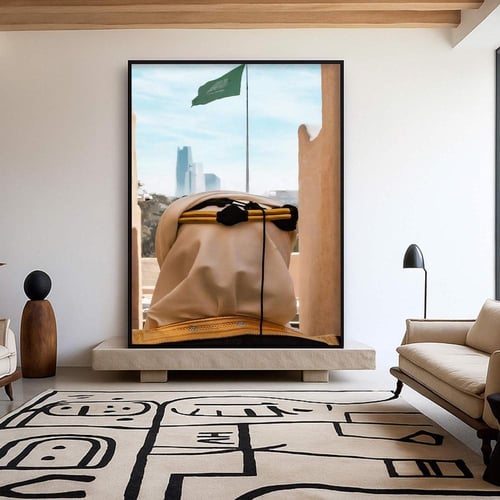 لوحة قماشية بتصميم التراثي مع برواز مجوف